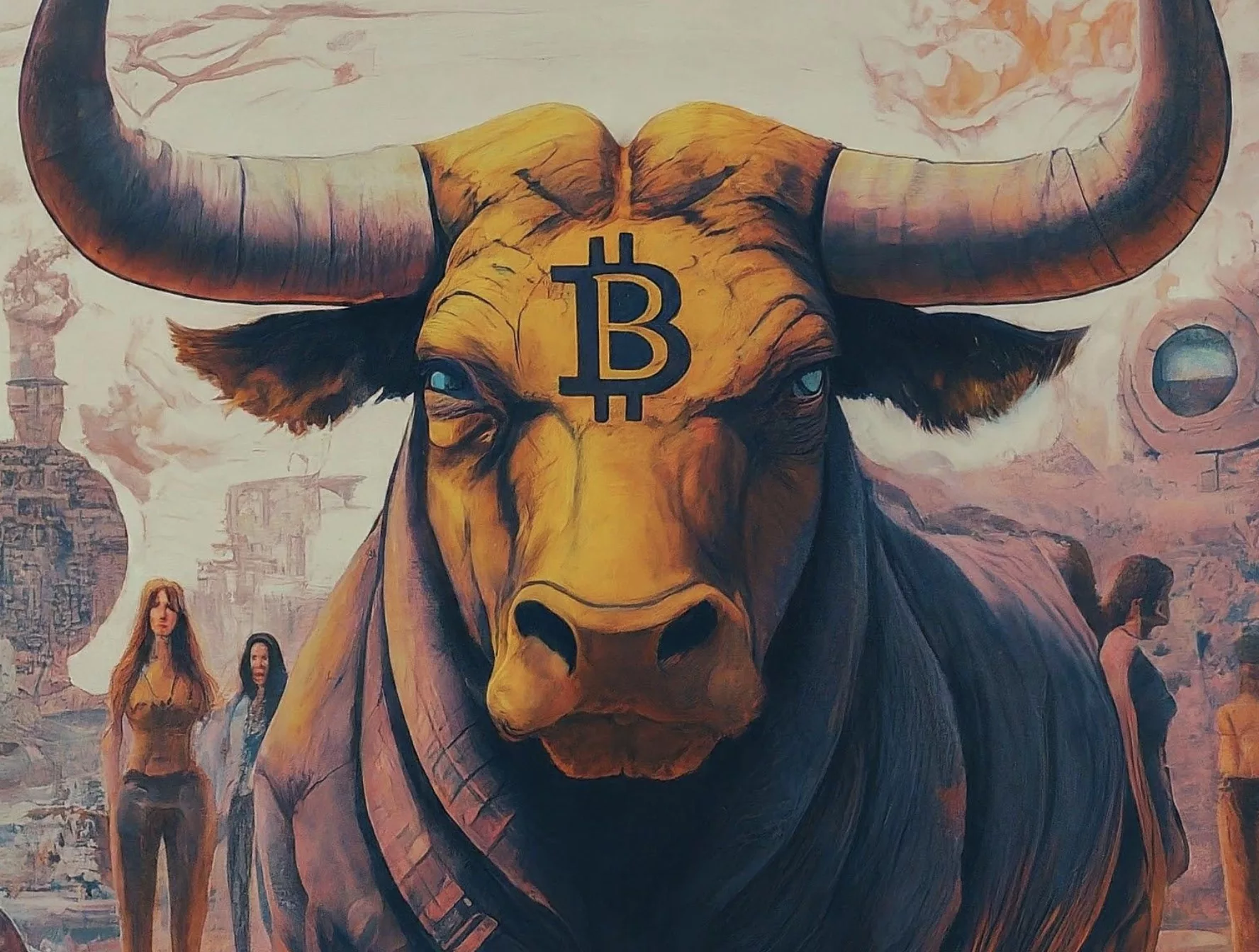 Bitcoin bull, AI generated, Feb 2024